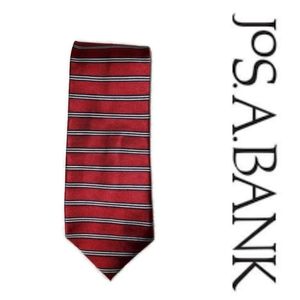 Jos. A. Banks silk tie red background with black & white stripes